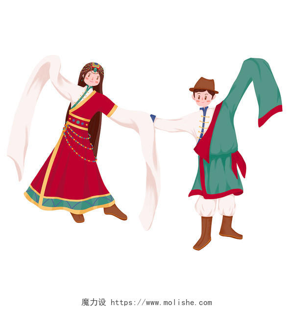 藏族人物民族服饰彩色少数民族装饰元素藏族人物元素